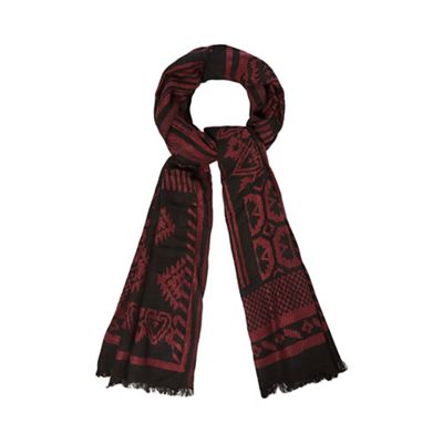 Red jacquard woven scarf